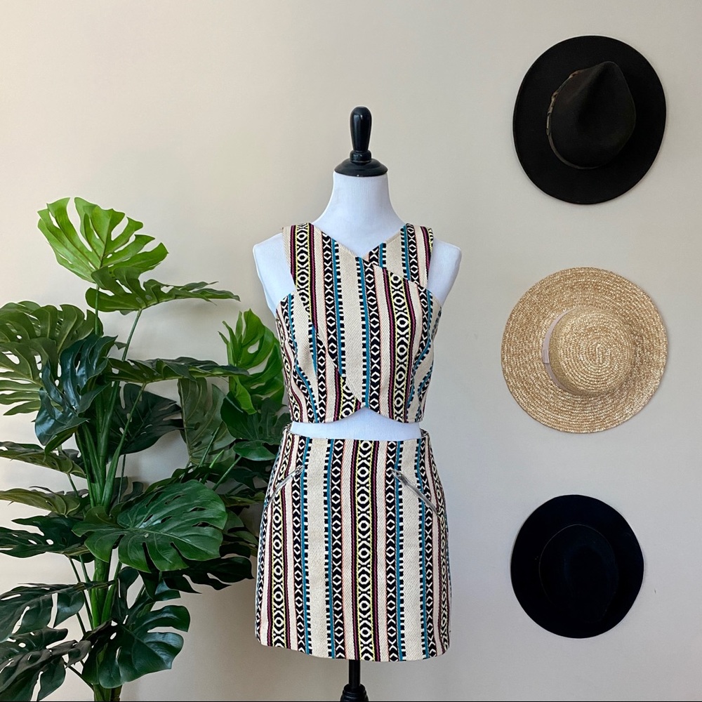 H&M Aztec 2 Piece Set Sz 6 Matching Skirt Set 2pc